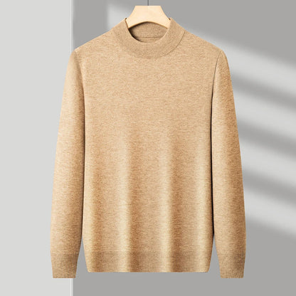 Half Turtleneck Knitwear Sweater Mock Neck Sweatshirts Solid Color Pullovers Brand Casual Mens Clot 6