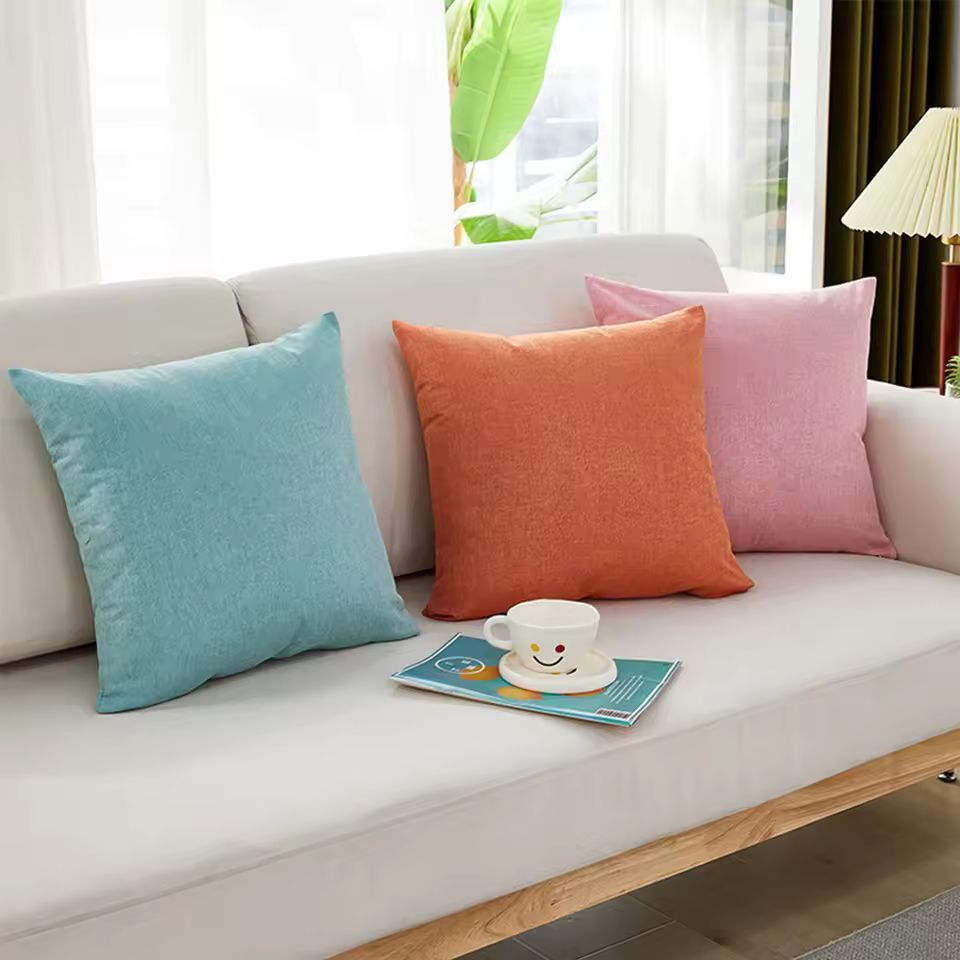 SoftLoom Linen Cushion Cover  45by45 Cm Decorative Pillow Cover For Sofa  Home Decor 2