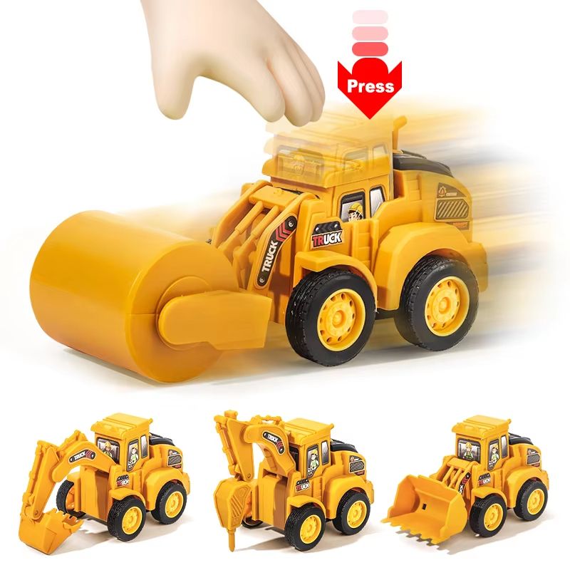 Press-And-Go Construction Vehicle Toy – Excavator And Bulldozer Sliding Car For Kids