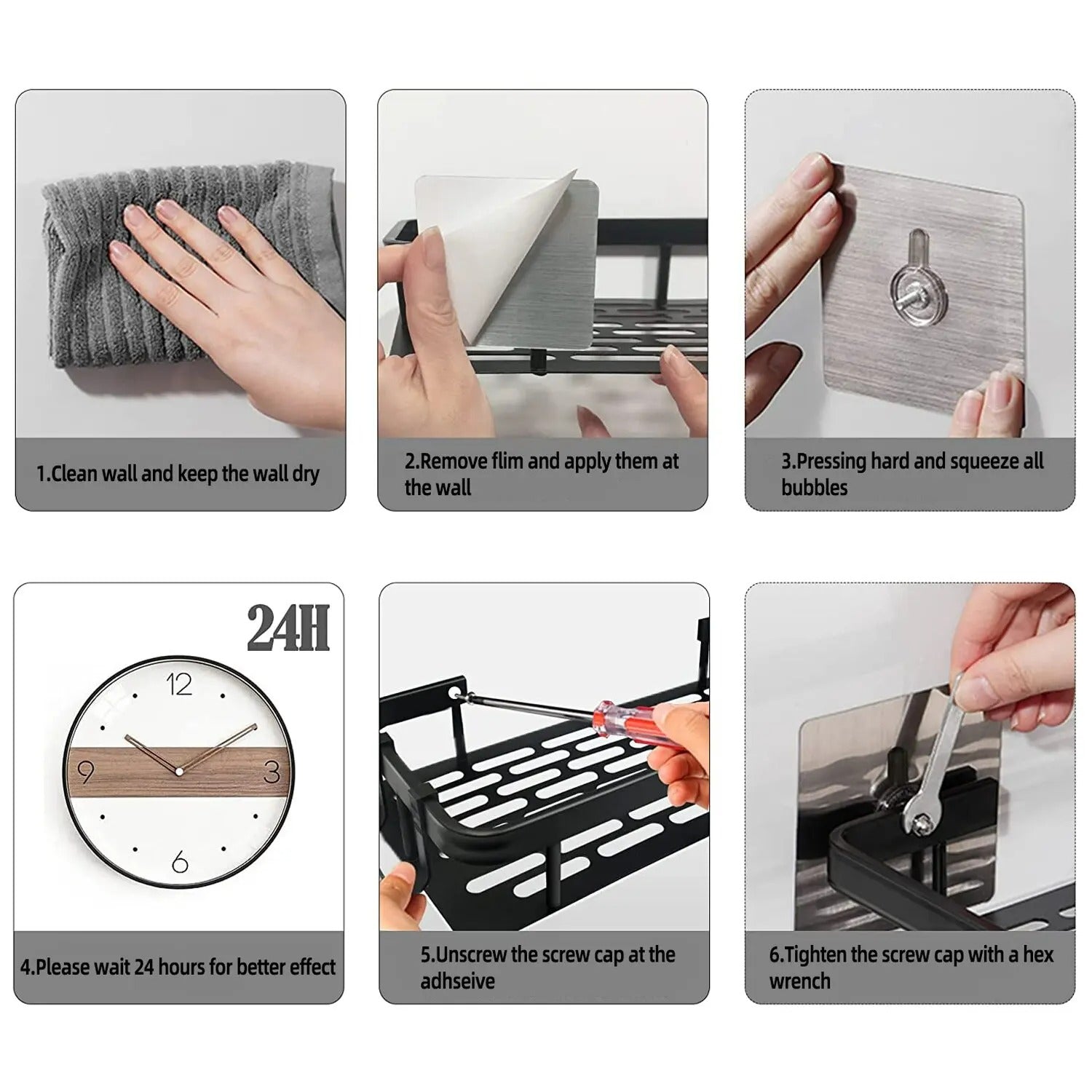 Wall Mounted Towel Rack Shower Shampoo Rack No Drill Tripod Corner Rectangular Bathroom Rack 4