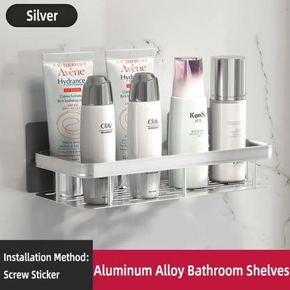 Wall Mounted Towel Rack Shower Shampoo Rack No Drill Tripod Corner Rectangular Bathroom Rack 6