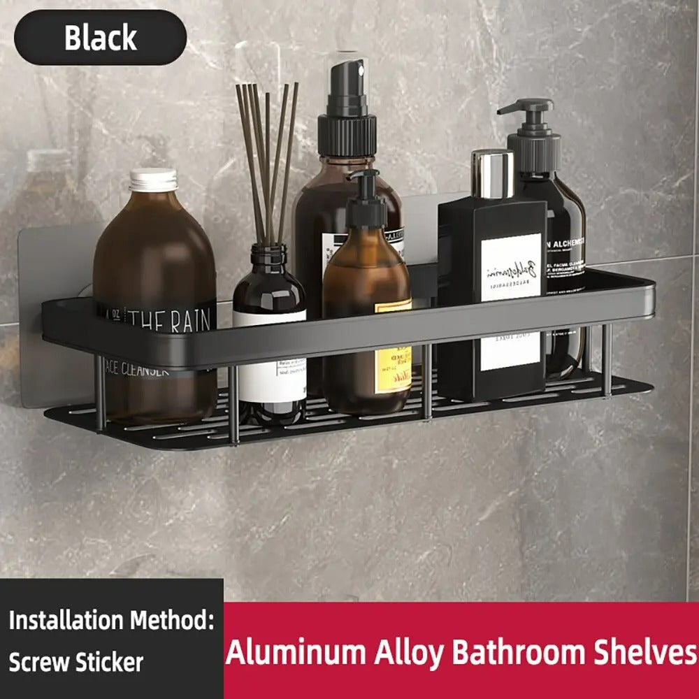 Wall Mounted Towel Rack Shower Shampoo Rack No Drill Tripod Corner Rectangular Bathroom Rack 7