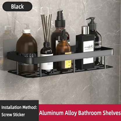 Wall Mounted Towel Rack Shower Shampoo Rack No Drill Tripod Corner Rectangular Bathroom Rack 7