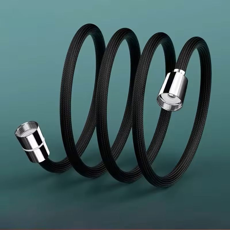 Universal Nylon Shower Hose 1.5 m / 2 m (Black / Silver) Flexible Bathtub & Handheld Shower Extension