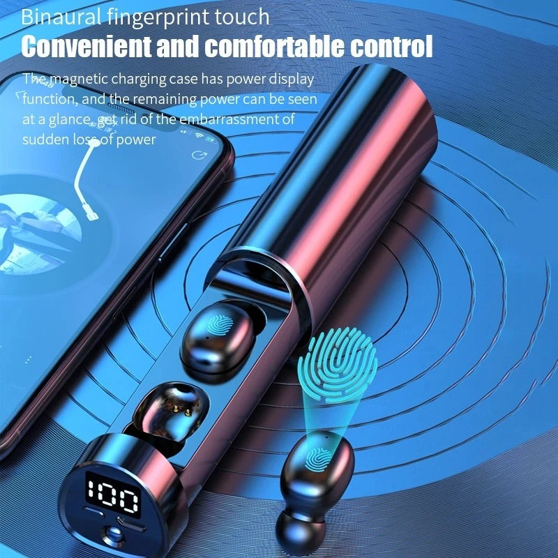 Bluetooth TWS Wireless Earbuds, High Quality Sports Headphones with Mic, Waterproof In-Ear Earphones for HD Calls