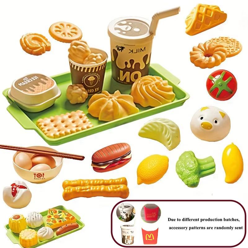 Mini Hamburger & Cookie Play Food Set For Kids' Kitchen Play