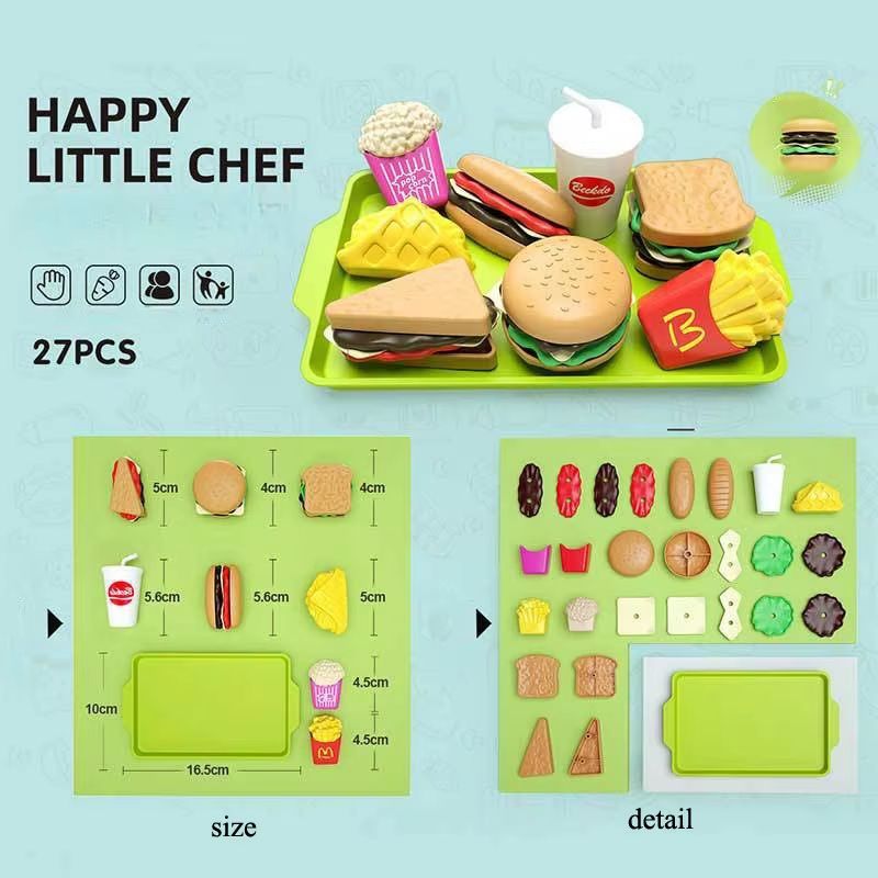 Mini Hamburger  Cookie Play Food Set For Kids Kitchen Play 2
