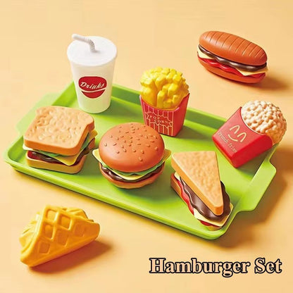 Mini Hamburger  Cookie Play Food Set For Kids Kitchen Play 6