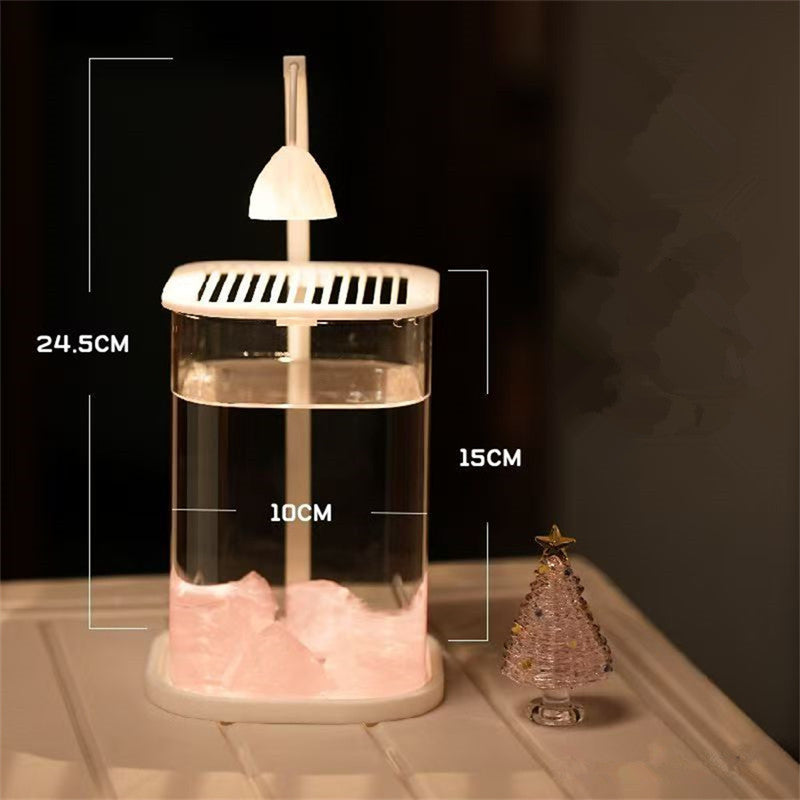 Betta Fish Mini Desktop Glass Aquarium Tank With LED Light For Kids Betta Fish 3