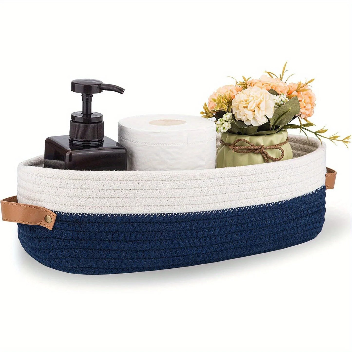 Oval Woven Bathroom Storage Basket Multifunctional Desktop Organizer Toilet Paper Holder Toy Storag 2