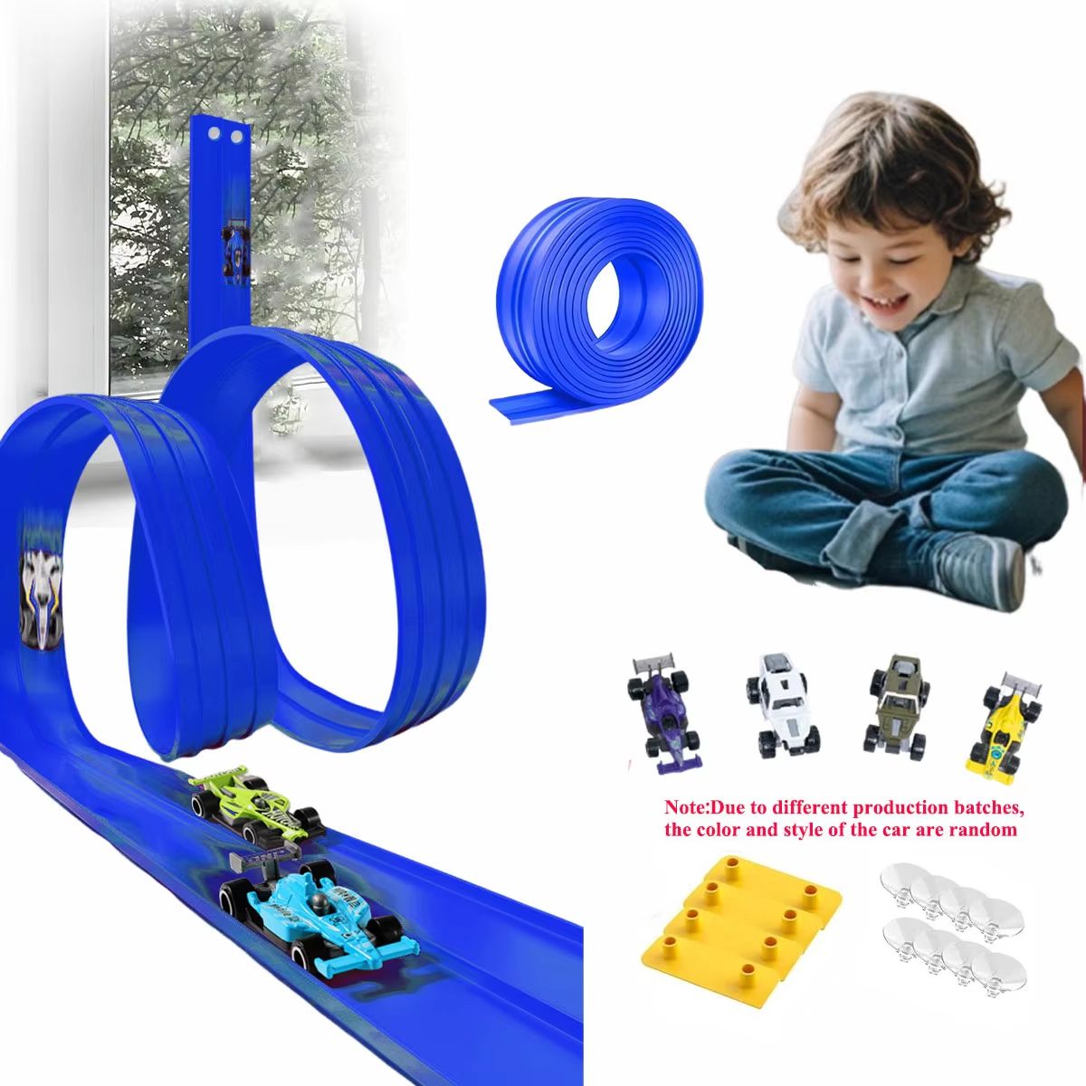 13 ft / 16.3 ft Flexible Track Car Set with Mini Racing Cars