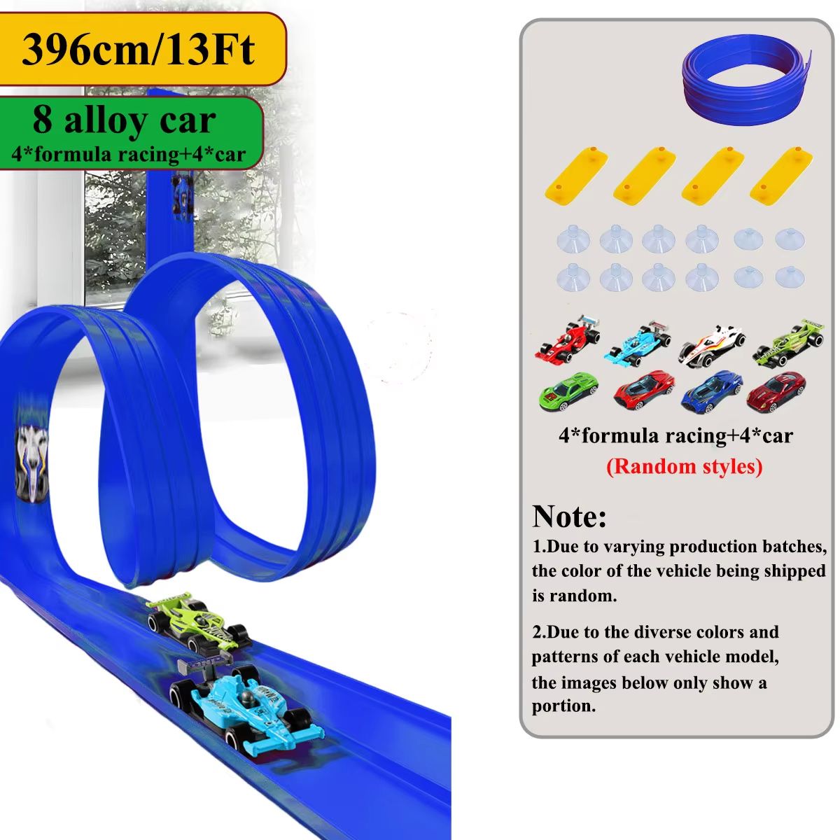 13 Ft  163 Ft Flexible Track Car Set With Mini Racing Cars 9