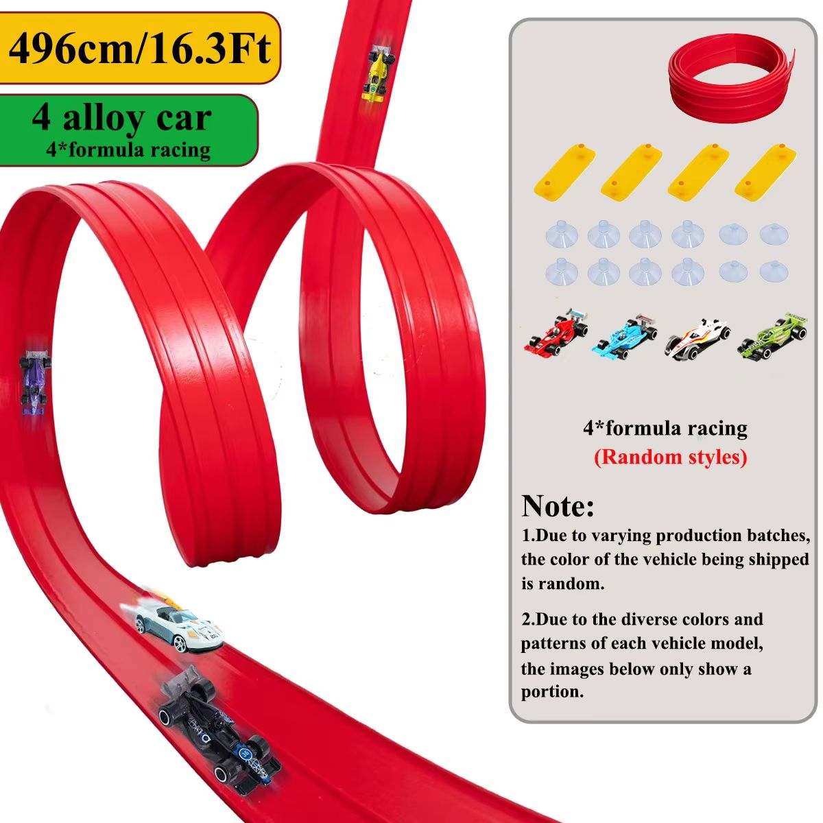 13 Ft  163 Ft Flexible Track Car Set With Mini Racing Cars 10