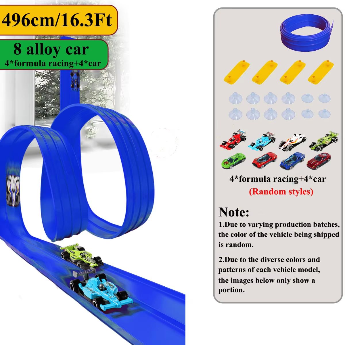 13 Ft  163 Ft Flexible Track Car Set With Mini Racing Cars 13