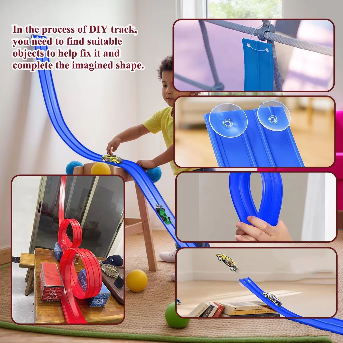 13 Ft  163 Ft Flexible Track Car Set With Mini Racing Cars 5