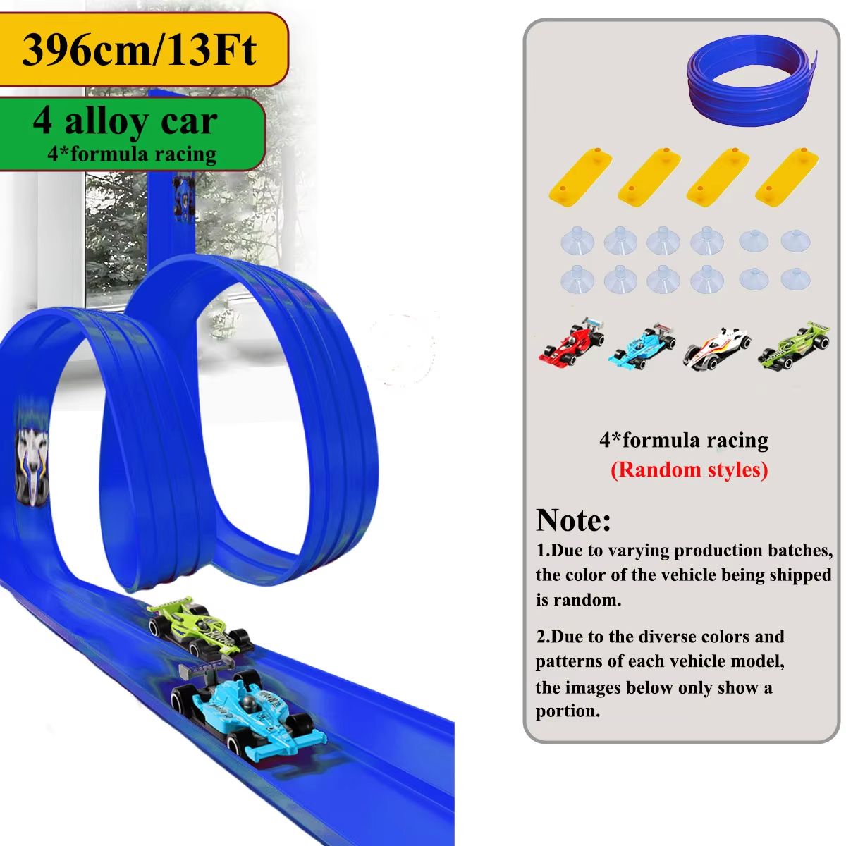 13 Ft  163 Ft Flexible Track Car Set With Mini Racing Cars 7