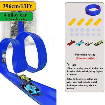 13 Ft  163 Ft Flexible Track Car Set With Mini Racing Cars 7