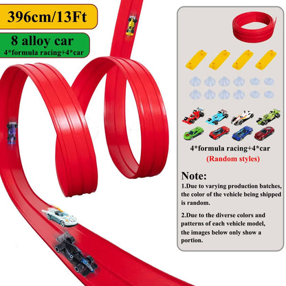 13 Ft  163 Ft Flexible Track Car Set With Mini Racing Cars 8