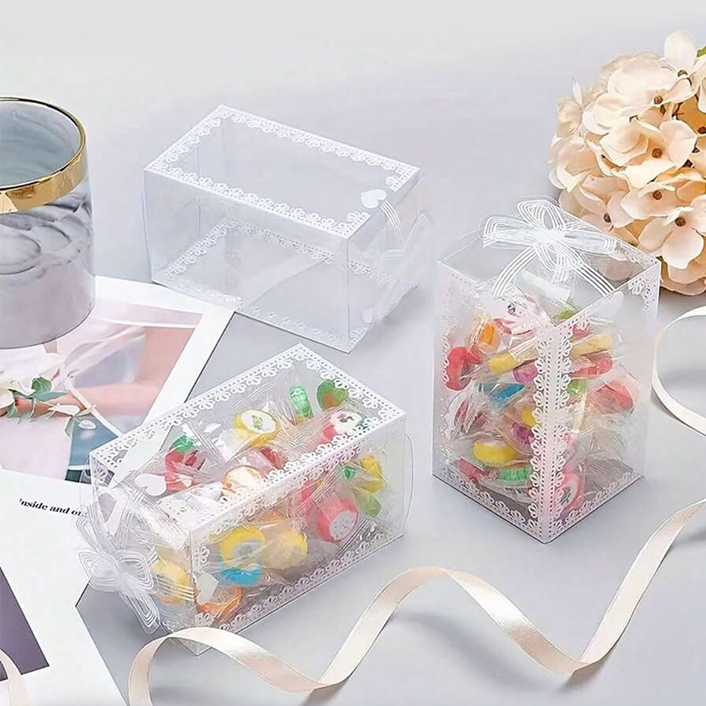 Candy Favor Gift Packaging Boxes for Wedding, Birthday, Christmas, and Transparent PVC Box Plastic Wrapping