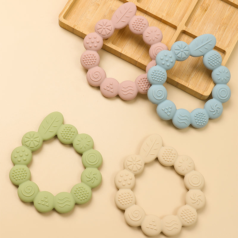BPA Free Silicone Baby Teething Toys, Newborn Gift Leaf Ring Shape, Infant Care Toy for Boy Girl