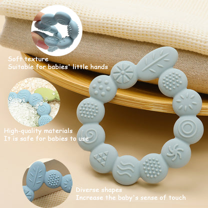 BPA Free Silicone Baby Teething Toys, Newborn Gift Leaf Ring Shape, Infant Care Toy for Boy Girl