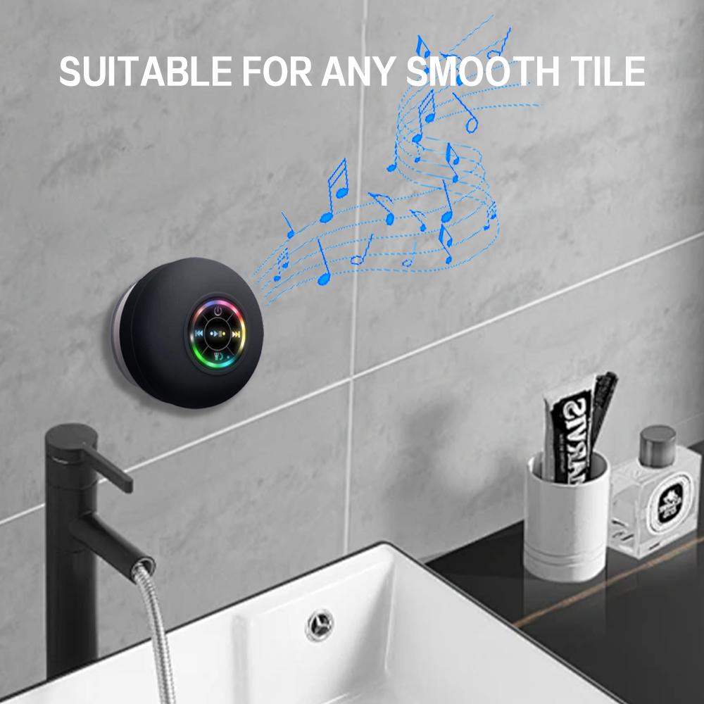 Bluetooth Speaker With LED Lights Strong Suction Cup Portable Mini Speaker Phone Holder For Outdoor 2