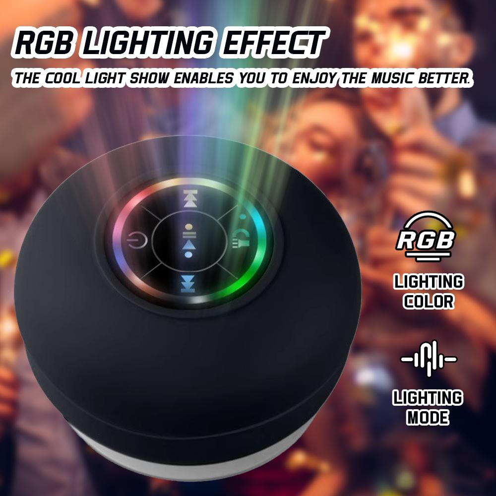 Bluetooth Speaker With LED Lights Strong Suction Cup Portable Mini Speaker Phone Holder For Outdoor 4