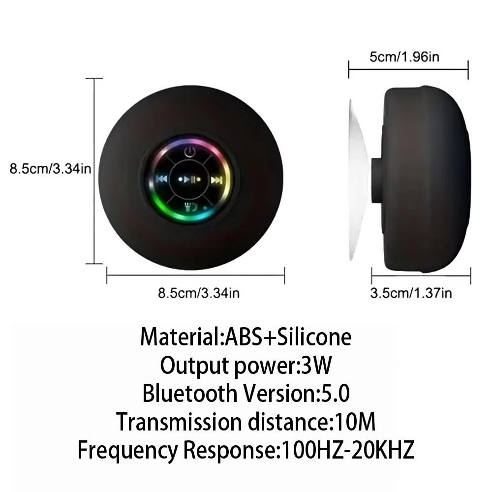 Bluetooth Speaker With LED Lights Strong Suction Cup Portable Mini Speaker Phone Holder For Outdoor 6
