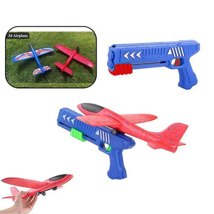 Kids Foam Plane Launcher Set – 9.4 in / 13.4 in Glider Airplane Outdoor Catapult Toy