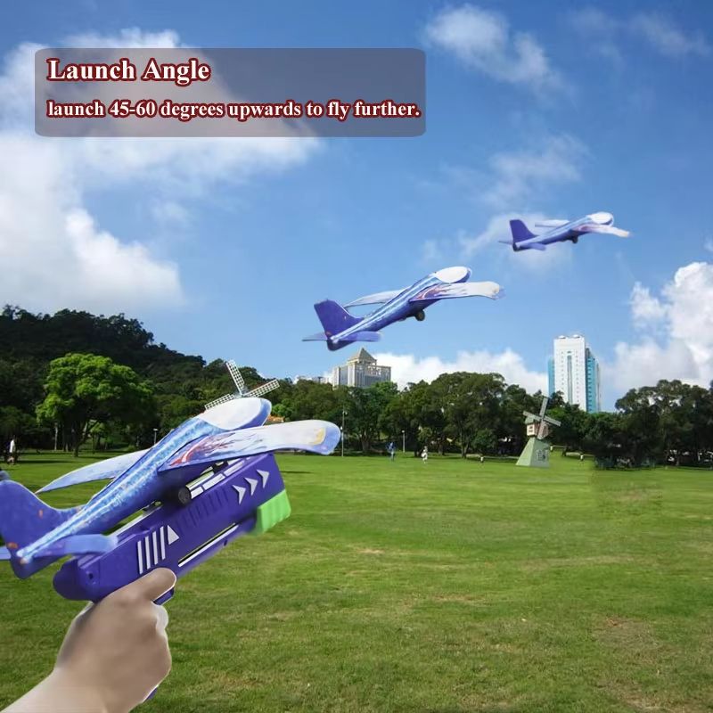 Kids Foam Plane Launcher Set  94 In  134 In Glider Airplane Outdoor Catapult Toy 2