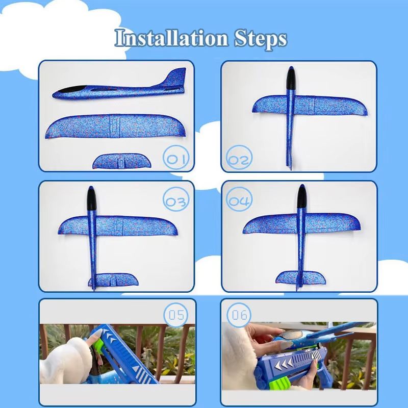 Kids Foam Plane Launcher Set  94 In  134 In Glider Airplane Outdoor Catapult Toy 5