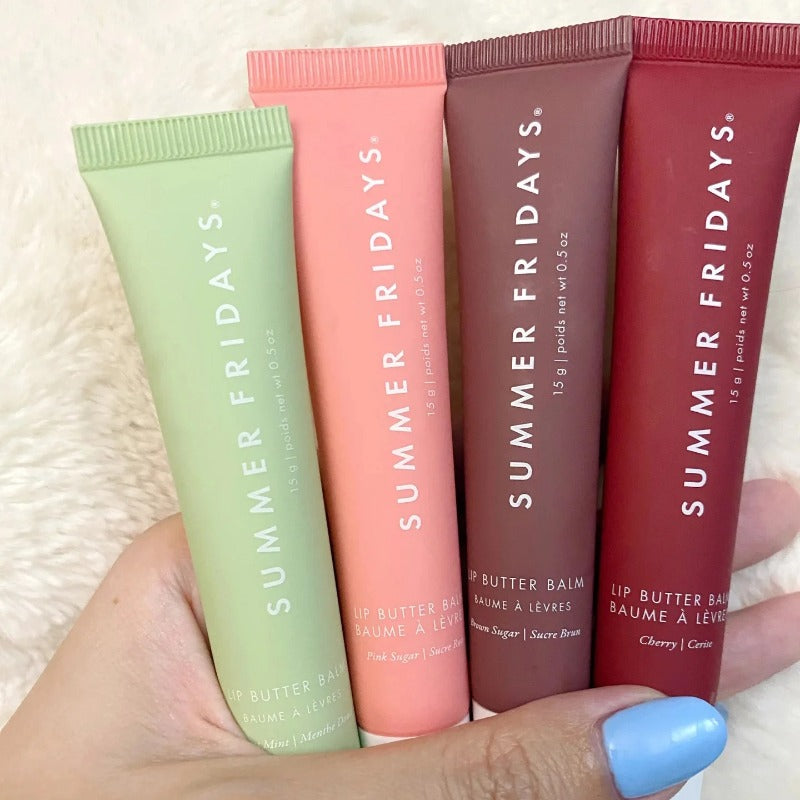 Moisturizing Summer Fridays Lip Balm, Vanilla Pink Sugar, Coffee Cake Lip Gloss