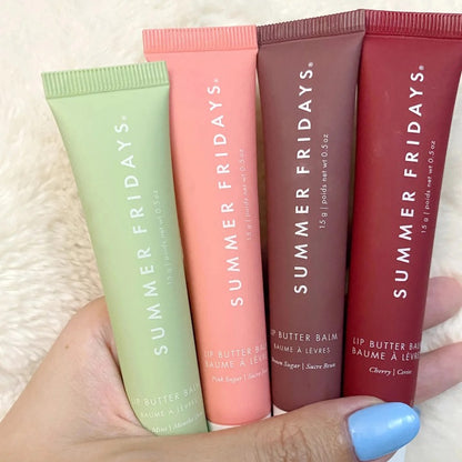 Moisturizing Summer Fridays Lip Balm, Vanilla Pink Sugar, Coffee Cake Lip Gloss