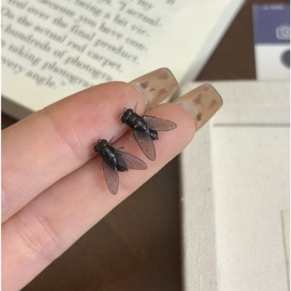 Funny Simulation Stud Earrings Creative Abstract Flies Earrings Women Party Jewelry Friends Gift 2