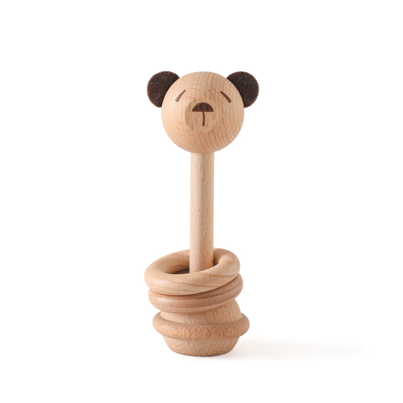 Newborn Rattle Teething Toys Baby Wooden Montessori Toys Cartoon Animal Rabbit Crocodile Blocks Woo 6