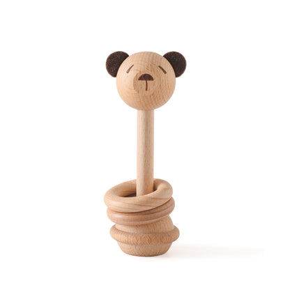 Newborn Rattle Teething Toys Baby Wooden Montessori Toys Cartoon Animal Rabbit Crocodile Blocks Woo 6