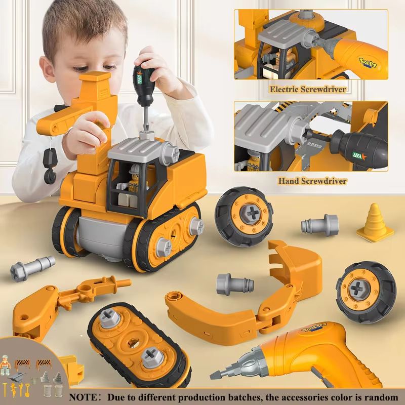 Kids Engineering Vehicle Building Set With Electric Drill And Tool Nuts