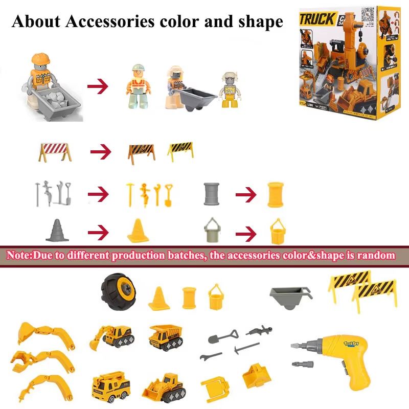 Kids Engineering Vehicle Building Set With Electric Drill And Tool Nuts 1