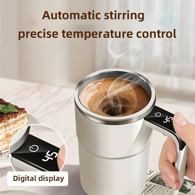 LED Display Smart Mixing Coffee Cup, USB Charging, Magnetic Mixing Feature
