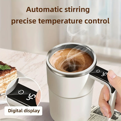 LED Display Smart Mixing Coffee Cup, USB Charging, Magnetic Mixing Feature
