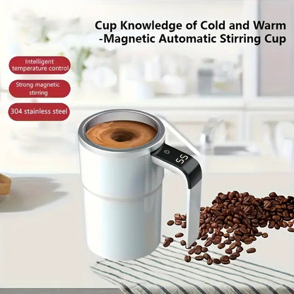 LED Display Smart Mixing Coffee Cup, USB Charging, Magnetic Mixing Feature