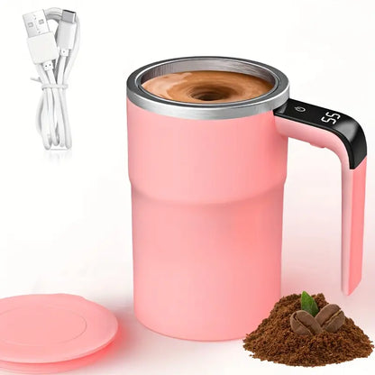 LED Display Smart Mixing Coffee Cup, USB Charging, Magnetic Mixing Feature