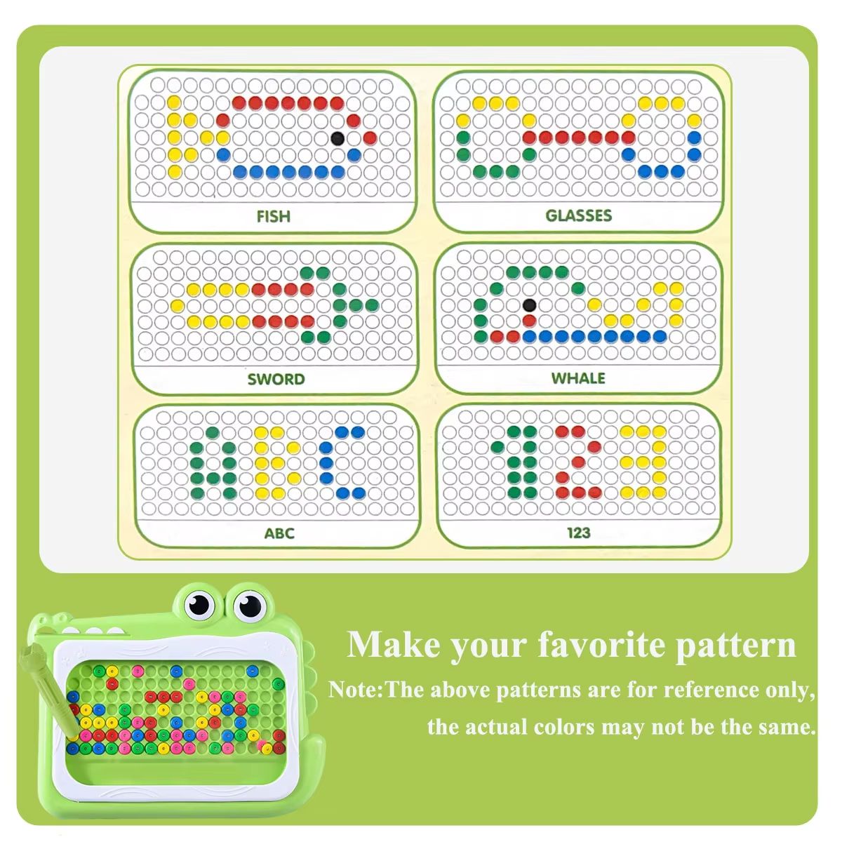 Kids Magnetic Beads Doodle Board With Puzzle Pen Montessori Drawing Toy 2