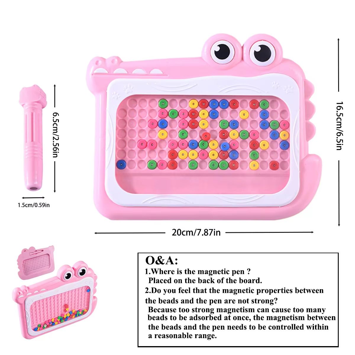 Kids Magnetic Beads Doodle Board With Puzzle Pen Montessori Drawing Toy 3