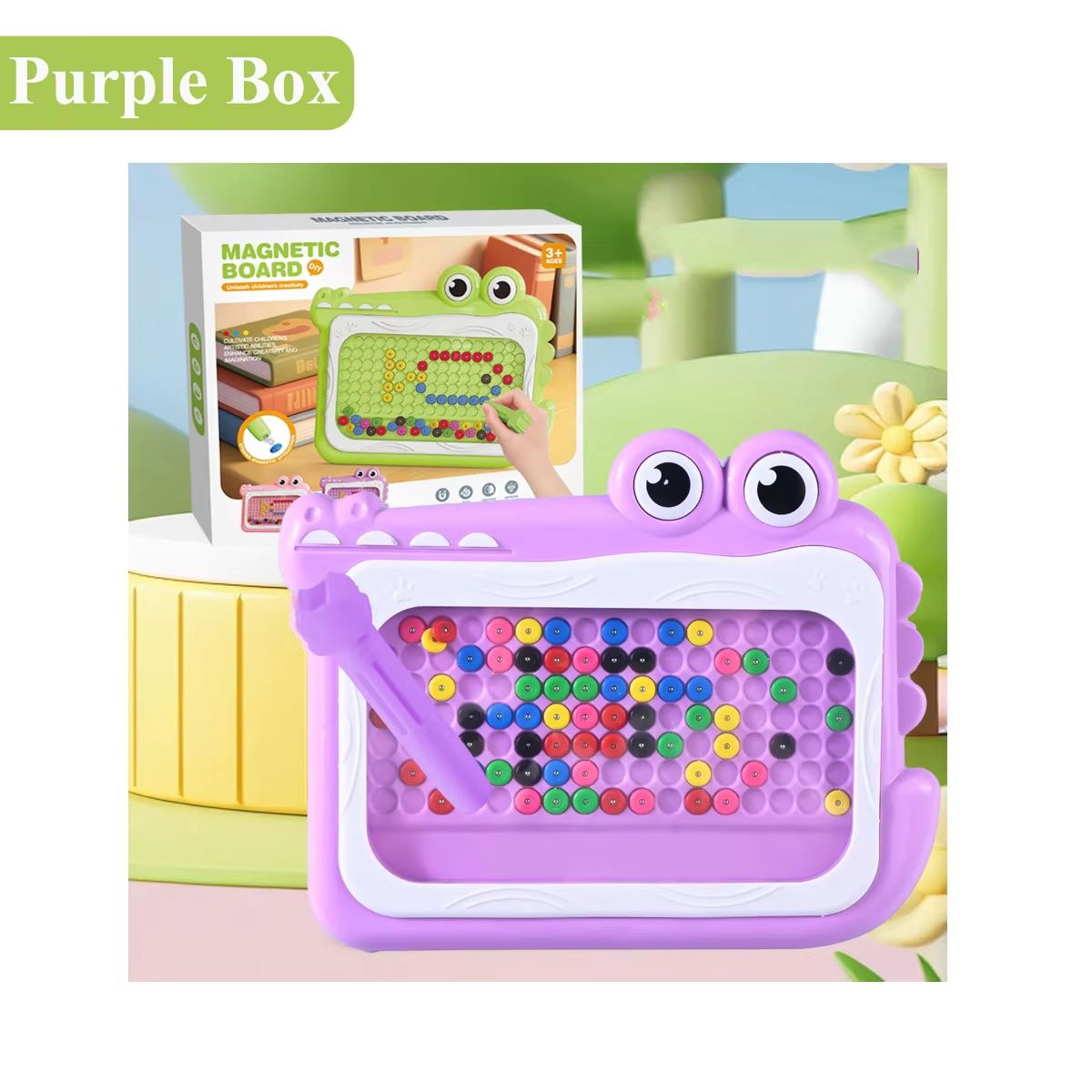 Kids Magnetic Beads Doodle Board With Puzzle Pen Montessori Drawing Toy 9
