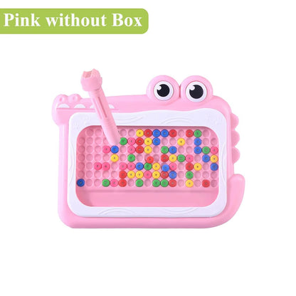 Kids Magnetic Beads Doodle Board With Puzzle Pen Montessori Drawing Toy 6