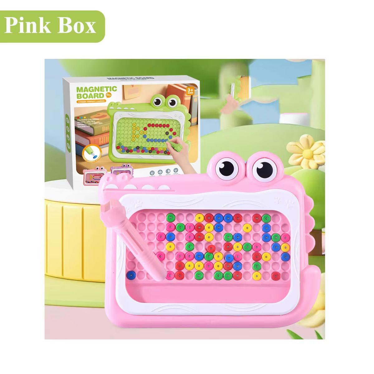 Kids Magnetic Beads Doodle Board With Puzzle Pen Montessori Drawing Toy 7