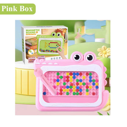 Kids Magnetic Beads Doodle Board With Puzzle Pen Montessori Drawing Toy 7