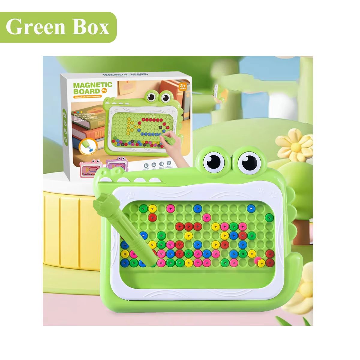 Kids Magnetic Beads Doodle Board With Puzzle Pen Montessori Drawing Toy 8