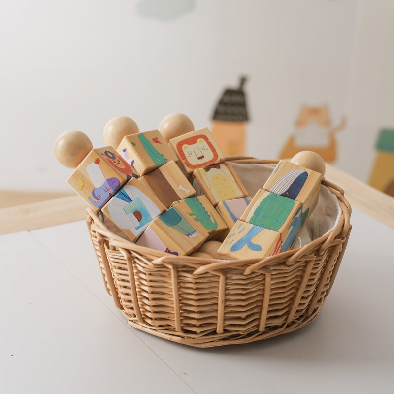 Montessori Wooden Rotating Puzzle Baby Rattle Soothing Animal Blocks Matching Toy For Newborn Babie 3